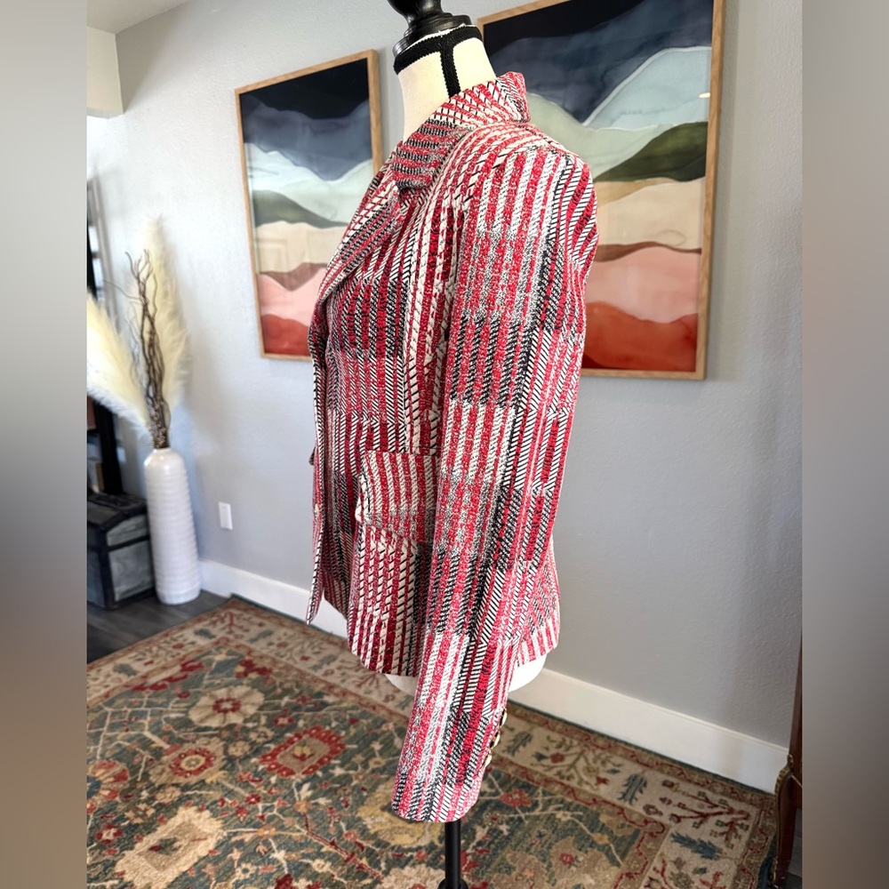 Cabi Red And White Nautical Patchwork Blazer - image 4